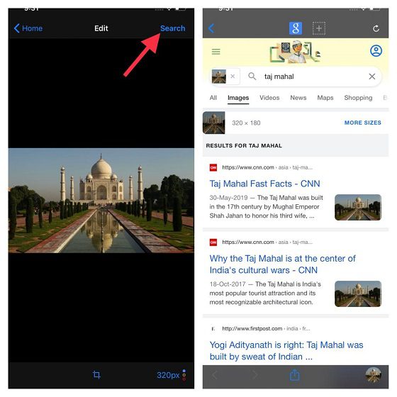 Find the essential information of an image - Reverse Image Search on iPhone